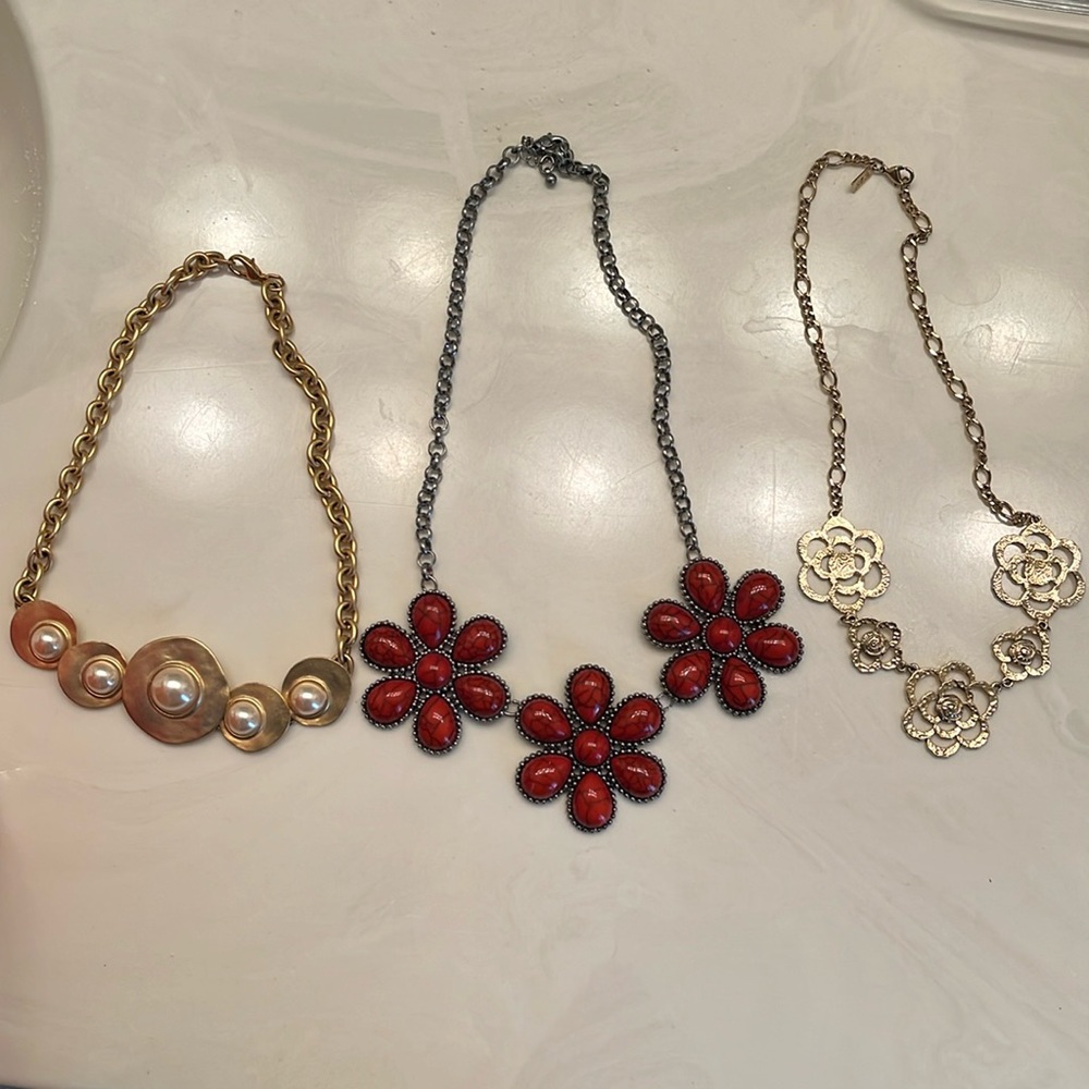 Gold and Red Statement Necklaces